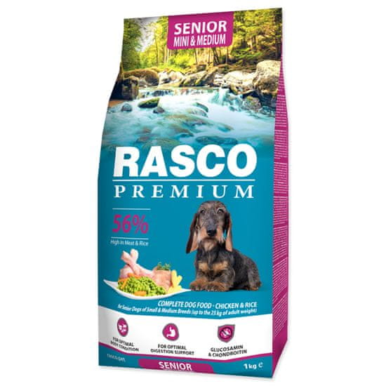 RASCO PREMIUM Granule Senior Mini & Medium kuře s rýží 1 kg