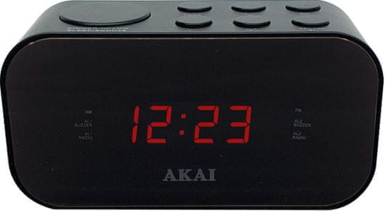klasický radiobudík akai ACR-3088 duální budík snooze sleep vestavěný reproduktor