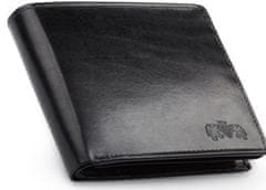 ZAGATTO Elegantní pánská kožená peněženka, horizontální, černá, ochrana RFID, přírodní kůže, prostorná, kapsa na bankovky, karty, doklady, přihrádka na zip, stylové detaily, 12x9,5x3cm, ZG-003-BAR-2