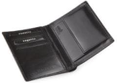 ZAGATTO Elegantní vertikální pánská kožená peněženka SLIM, černá, ochrana RFID, přírodní kůže, prostorná, kapsa na bankovky, karty, doklady, přihrádka na zip, stylové detaily, 12x9x1,5cm, ZG-055-BAR