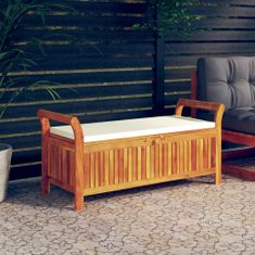 shumee VidaXL zahradní lavice s úložným prostorem a polštářem 126 cm akáciové dřevo
