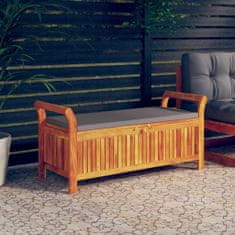 shumee VidaXL zahradní lavice s úložným prostorem a polštářem 126 cm akáciové dřevo