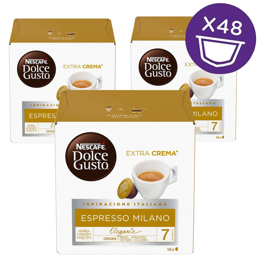 Levně NESCAFÉ Dolce Gusto Espresso Milano – kávové kapsle – karton 3x16 ks