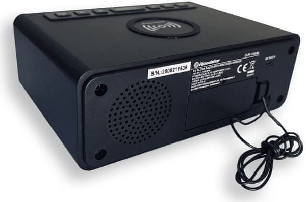 klasický radiobudík roadstar CLR-700QI duální budík qi nabíjení sleep vestavěný reproduktor