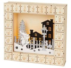 GADGET Dřevěný adventní kalendář s LED osvětlením - Sněhulák