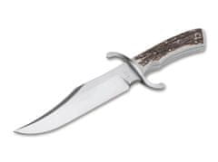 Böker 121547HH BOWIE N690 Stag lovecký nůž 19,8 cm, jelení paroh, kožené pouzdro