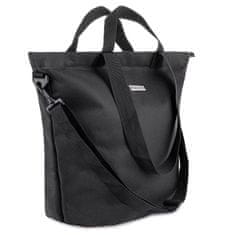 Dámská shopper kabelka, černá velká kabelka na zip, jednokomorová nákupní taška, vhodná pro formát A4, kabelka s popruhem přes rameno, prostorný a lehký, 48x41,5x17 / ZG 621