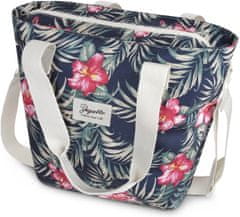 ZAGATTO Dámská shopper kabelka tmavě modrá s květinovým motivem, velká prostorná taška přes rameno, vejde se do ní formát A4, dlouhý popruh přes rameno, nákupní taška, prostorný a lehký taška, 34x35x17, ZG742