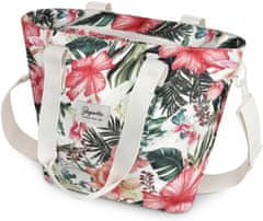 ZAGATTO Dámská shopper kabelka béžová s květinovým motivem, velká prostorná taška přes rameno, vejde se do ní formát A4, dlouhý popruh přes rameno, nákupní taška, prostorný a lehký taška, 34x35x17, ZG743