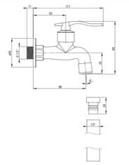 Deante Nástěnná ventil, s pákou, pro studenou nebo smíšenou vodu (BEZ_122L)