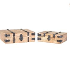 Excellent Houseware Dekorativní krabičky KUFŘÍK, mangové dřevo, 2 ks