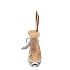Homla JINGA dřevěná dekorace králíka s pírkem 4 cm