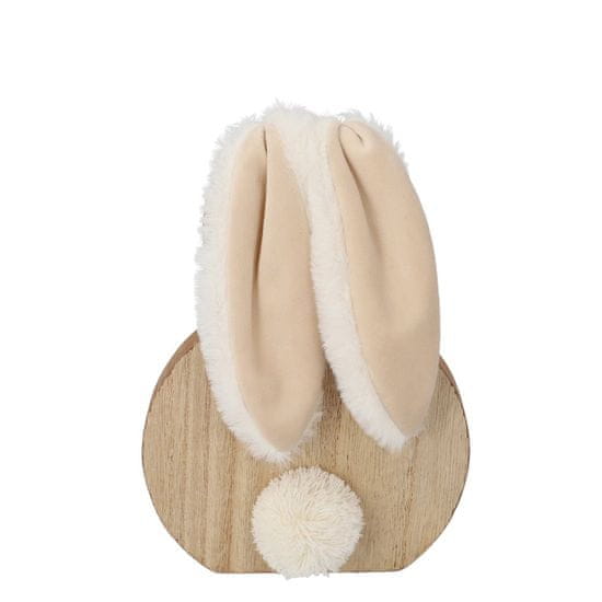 Homla ESSON dřevěná dekorace králíka s plyšovýma ušima 15 cm