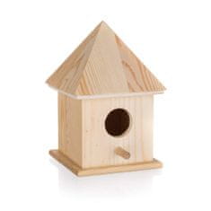 HOME DECOR Ptačí budka dřevěná 10,4 x 10,4 x 15,5 cm, sada 4 ks
