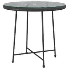 Petromila Jídelní stůl černý Ø 80 cm tvrzené sklo a ocel
