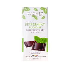 Cachet Belgická dezertní čokoláda 57% kakaa s mátou "Hořká čokoláda s příchutí máty peprné 57% kakaa" 100g Cachet