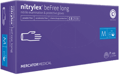 MERCATOR MEDICAL NITRYLEX BEFREE LONG Jednorázové nitrilové zdravotnické rukavice 100 ks velikost M