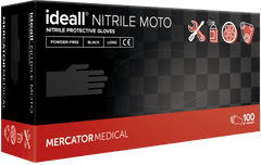 MERCATOR MEDICAL Ideall Nitrile Moto Ochranné nitrilové rukavice černé 100 ks velikost L