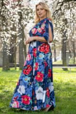 KARKO DRAGON šaty amarantové květy na tmavě modré 42/44