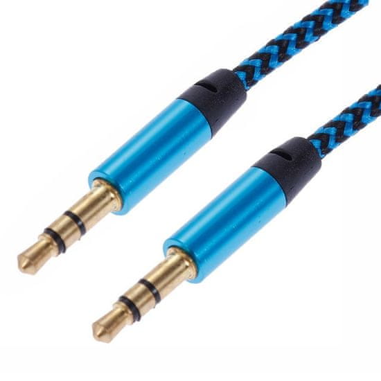 Northix 1m tkaný 3,5mm pomocný kabel - modrý