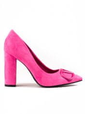 Vinceza Výborné lodičky růžové dámské na širokém podpatku + Ponožky Gatta Calzino Strech, odstíny růžové, 38