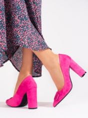 Vinceza Výborné lodičky růžové dámské na širokém podpatku + Ponožky Gatta Calzino Strech, odstíny růžové, 38