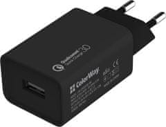 ColorWay 1x USB/ síťová nabíječka/ 18W/ Quick Charge/ Černá