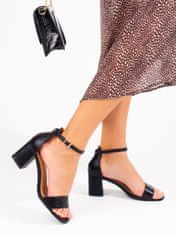 Vinceza Trendy dámské černé sandály na širokém podpatku + Ponožky Gatta Calzino Strech, černé, 39