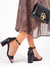 Vinceza Trendy dámské černé sandály na širokém podpatku, černé, 39