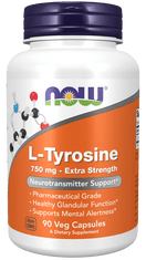 NOW Foods L-Tyrosine, 750 mg, 90 rostlinných kapslí