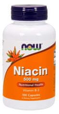 NOW Foods Niacin (Vitamín B3), 500 mg, 100 kapslí