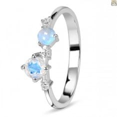Klenoty Amber Luxusní stříbrný prsten s měsíčním kamenem a topazy Fancy Velikost: 52