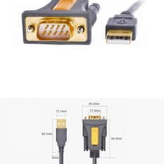 Ugreen CR104 kabel USB / DB9 RS-232 1.5m, šedý