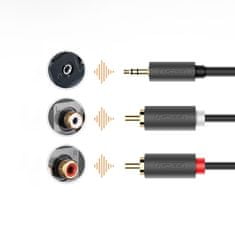 Ugreen AV102 audio kabel 3.5mm mini jack / 2RCA 1.5m, černý