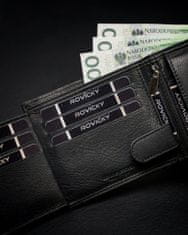 Rovicky Horizontální pánská peněženka s přihrádkou na zip, přírodní kůže, RFID Stop