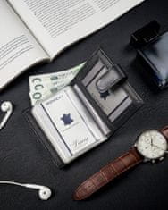 LOREN Vertikální kožené pouzdro na karty se zapínáním a kapsou na bankovky