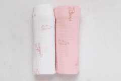 BUBABA BIO mušelínové pleny 2ks růžová+bílá