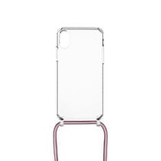 FIXED Pouzdro Pure Neck s růžovou šňůrkou na krk pro Apple iPhone XR FIXPUN-334-PI