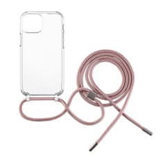 FIXED Pouzdro Pure Neck s růžovou šňůrkou na krk pro Apple iPhone 12 mini FIXPUN-557-PI - rozbaleno
