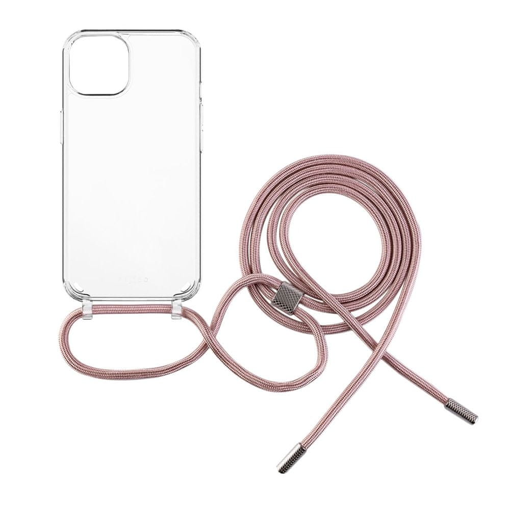 Levně FIXED Pouzdro Pure Neck s růžovou šňůrkou na krk pro Apple iPhone 12/12 Pro FIXPUN-558-PI