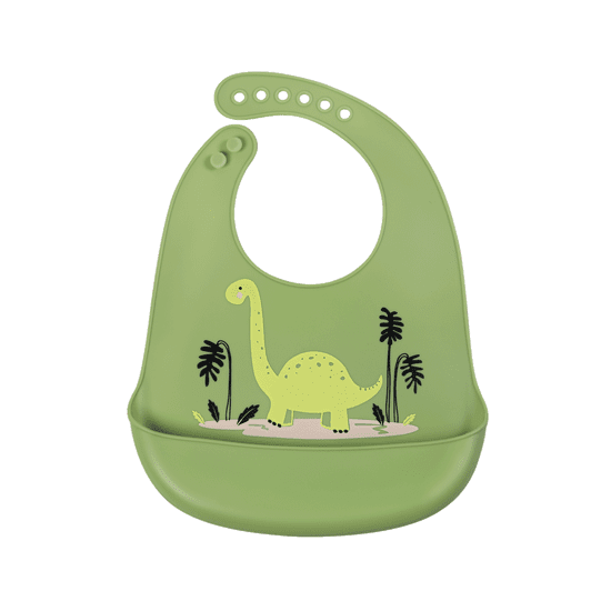 Simed Silikonový bryndák s kapsou, Green Dinosaur
