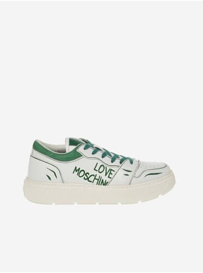 Love Moschino Zeleno-bílé dámské kožené tenisky Love Moschino