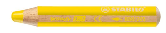Stabilo Barevná pastelka "Woody", žlutá, 3v1 – pastelka, vodovka, voskovka, 880/205