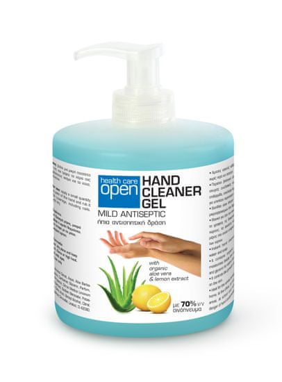 OPEN cosmetics Antiseptický gel na ruce aloe vera & citrón 500 ml
