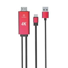Northix Kabel USB-C na HDMI s konektorem USB-A – červený 
