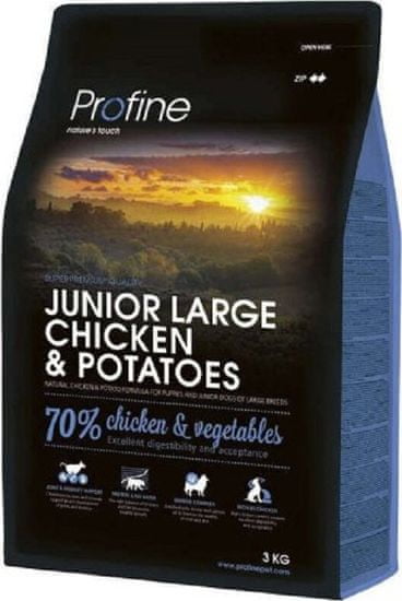 Profine Junior krmivo pro mladé psy velkých plemen s kuřetem a brambory, 3 kg
