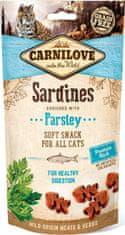Carnilove Cat poloměkké pamlsky pro zdravé trávení koček se sardinkou a petrželí, 50 g
