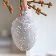 Decor By Glassor Velikonoční kraslice s květinami šedá