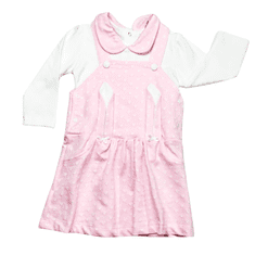 Kidaxi Šaty něžně růžové barvy a bíle tričko s dlouhým rukávem, bílá/růžová, 62