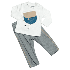 Kidaxi Set tričko s dlouhým rukávem a kalhoty, bílá/šedá, 86